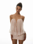 Aveline® Rosé Chiffon Drape Mini Dress