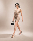 Aveline® Champagne Drape Strapless Mini Dress