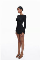 Aveline® Noir Lace Back Mini Dress
